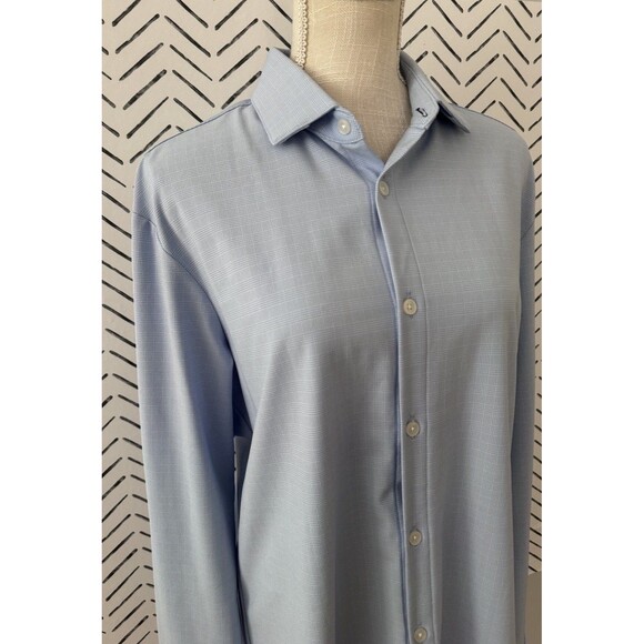Mizzen + Main Leeward Collection Large Trim Fit Button Down Shirt Blue Check - Picture 1 of 8